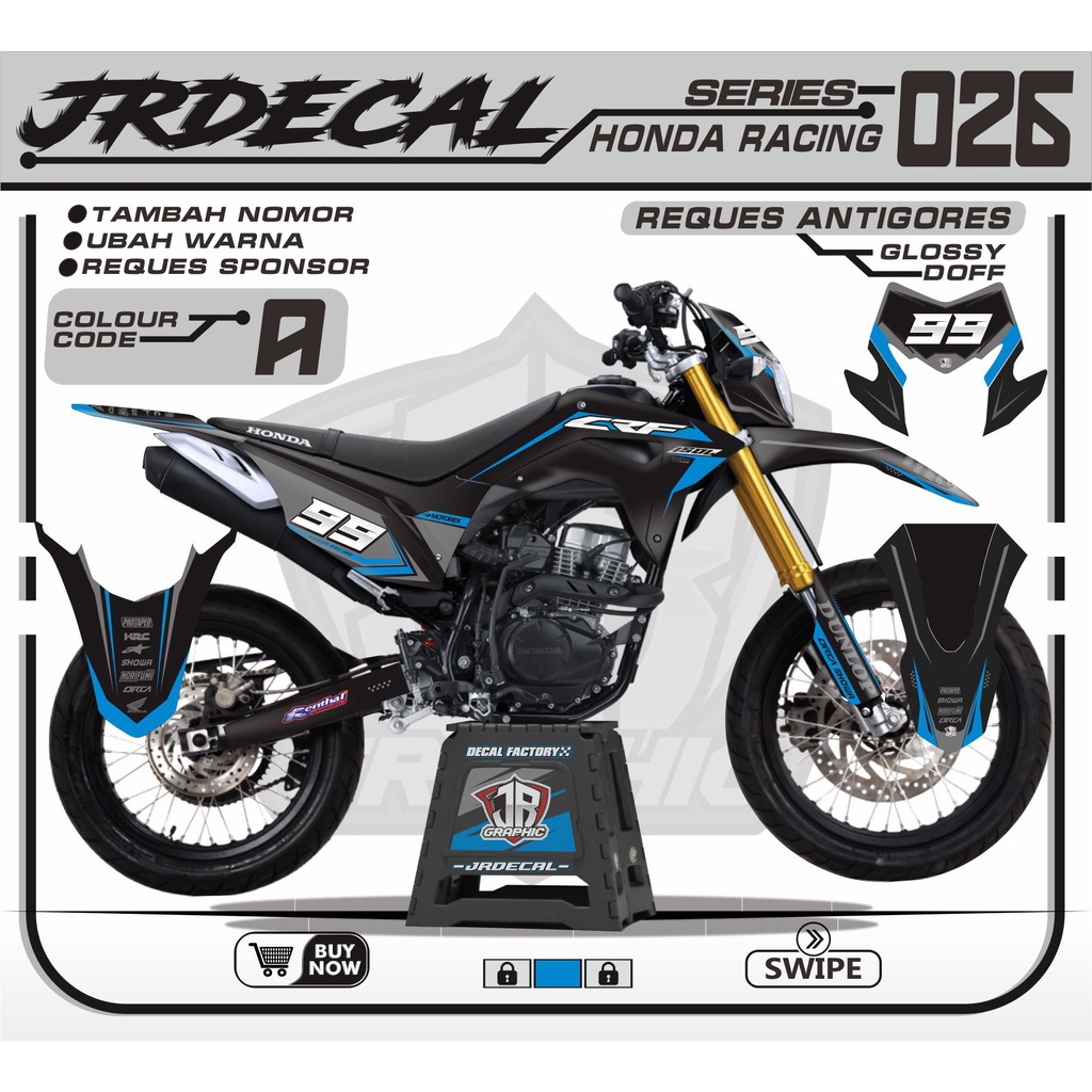(BISA COD) Decal Honda CRF 150L Full Body Desain Simpel Minimalis-DEKAL CRF 150L HITAM VARIASI SIMPL