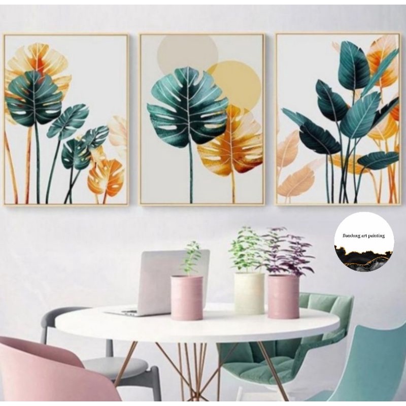 

lukisan Daun tropical 3 PCS 40 x 60 cm