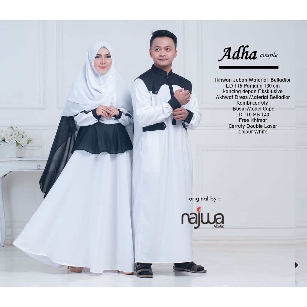 JAZIRAH COUPLE DRESS KEMEJA HIJAB BAJU GAMIS MUSLIMAH ORI NAJWA