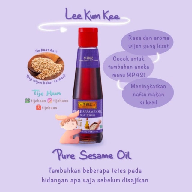 

Lee Kum Kee Pure Sesame Oil 207ml - cocok untuk MPASI