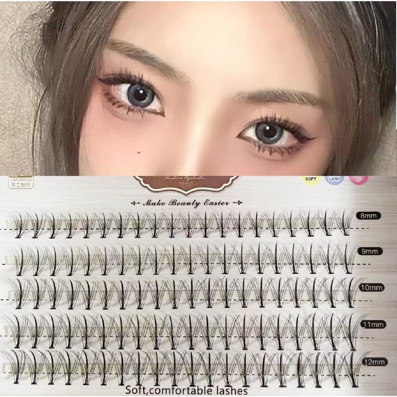 THINKERBELL 03 MIX 5 - EYELASH THAILAND KOREAN SINGLE CLUSTER - Professional Eyelash Extension Fans Premade Fishtail A Shape Spike Lashes Fluffy Eyelash Kit for Beauty Makeup