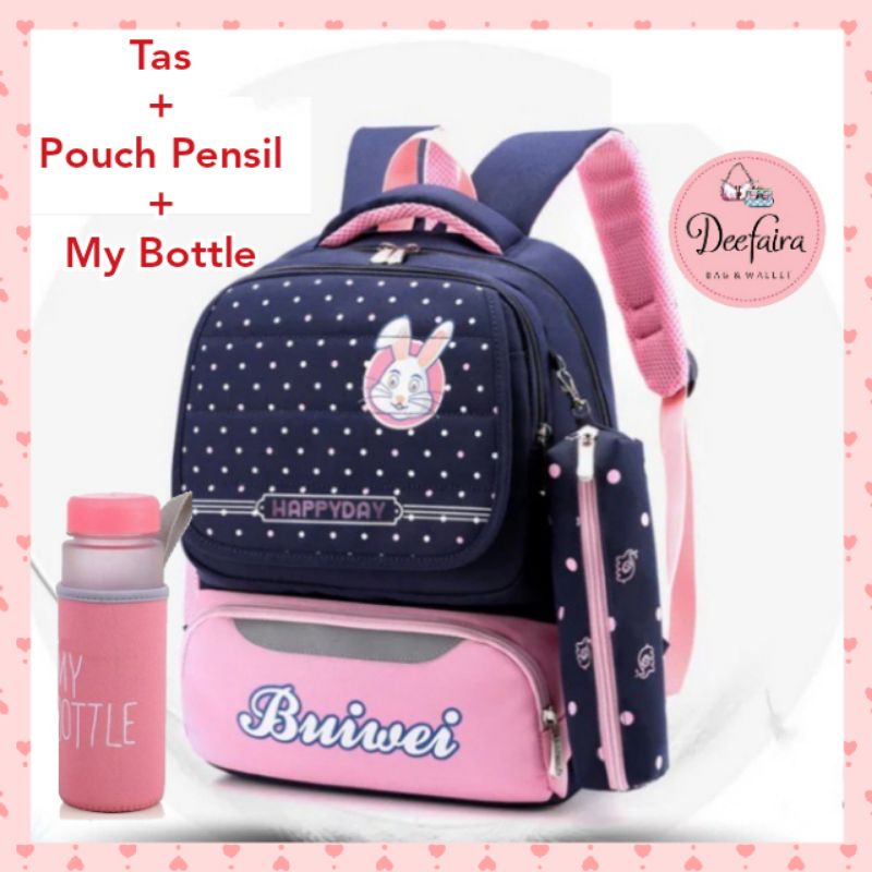 Tas Backpack Wanita Ransel Sekolah Anak Perempuan Free My Bottle