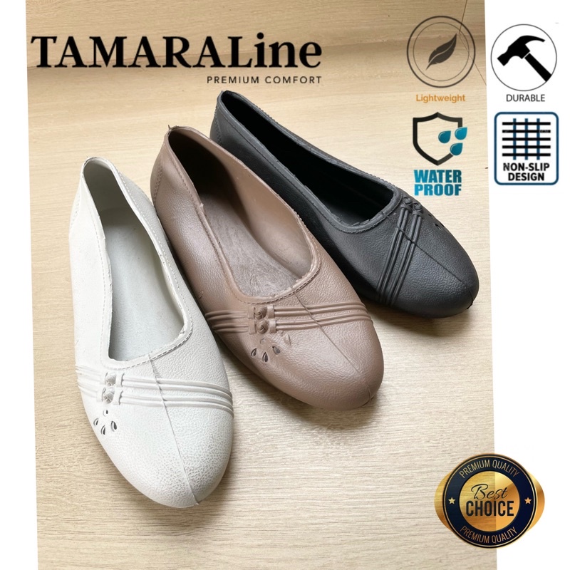 Sepatu Karet Wanita Suster Dewasa / Remaja - TAMARALINE 107 / Bahan Premium Lentur Empuk Ringan Kuat Anti Slip Anti Air / Model Casual Capung Balet Santai Rumah Kerja Outdoor Kamar Mandi  Murah Original