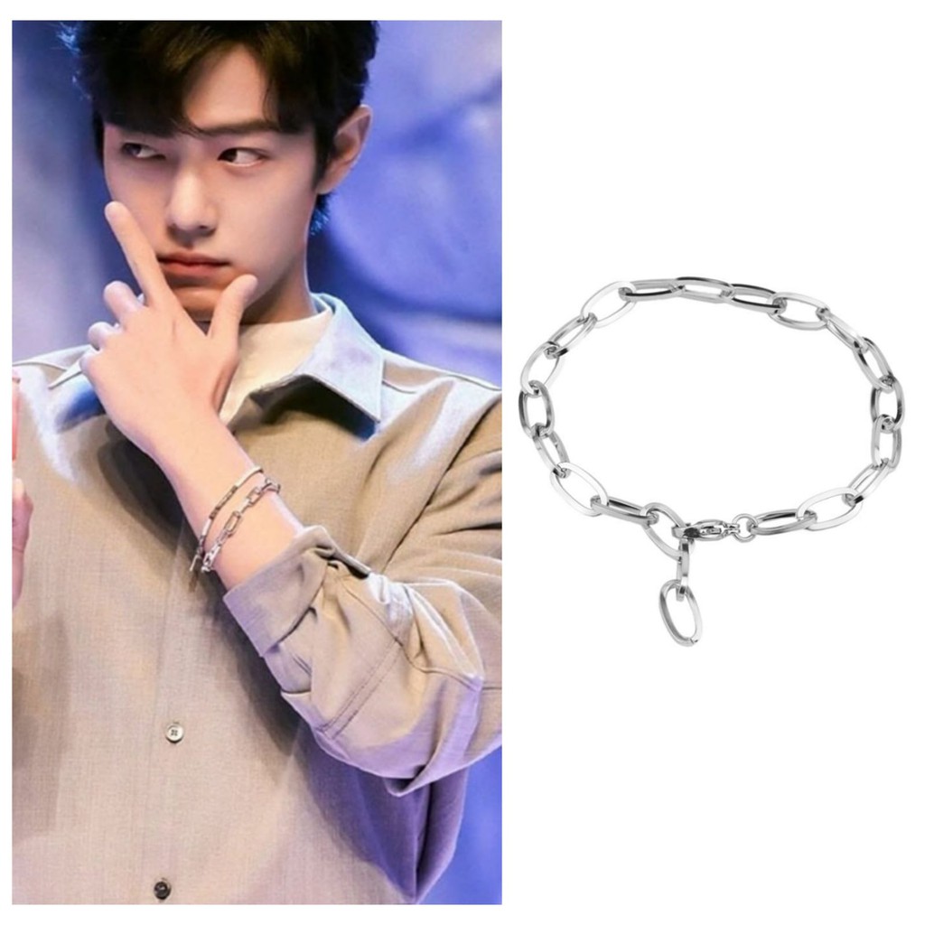 Gelang Tangan Korea Rantai Single Bahan Stainless Steel Unisex