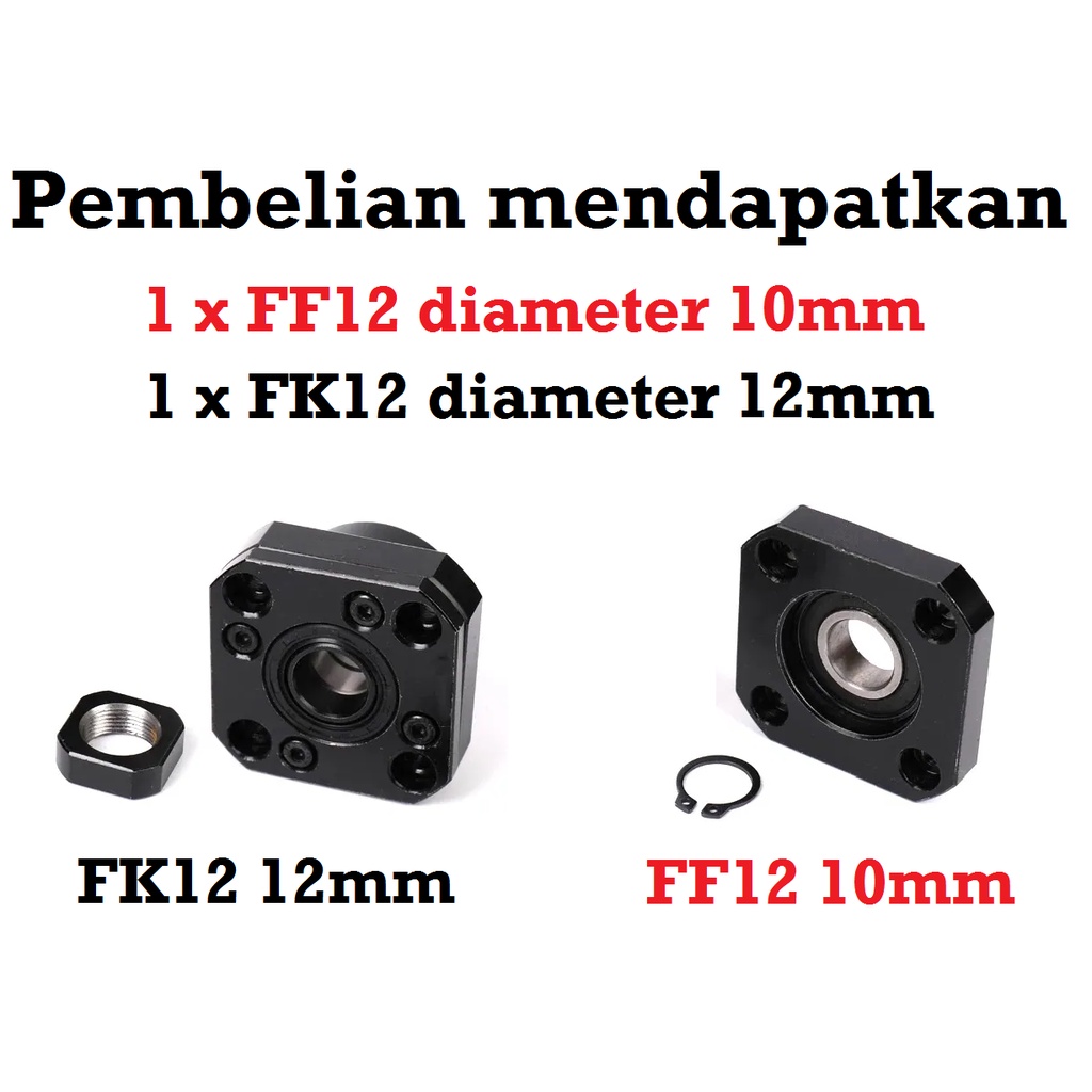 [HAEBOT] FK12 FF12 FK FF 12 End Support Dudukan Ballscrew Ball Screw 12mm 10mm Pillow Bearing Block Holder Shaft