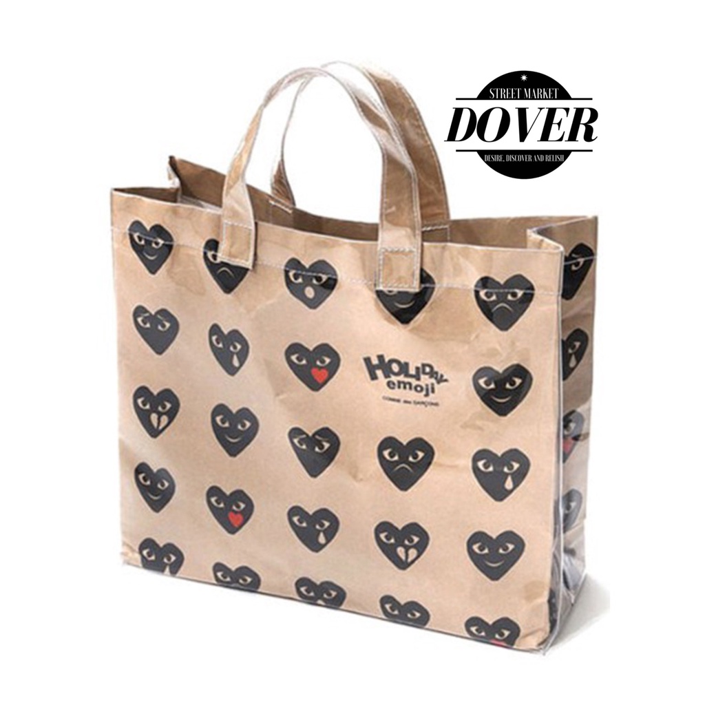 Comme Des Garcons CDG Tote Bag in Kraft Plastic Emoji - ORIGINAL GUARANTEE 100%