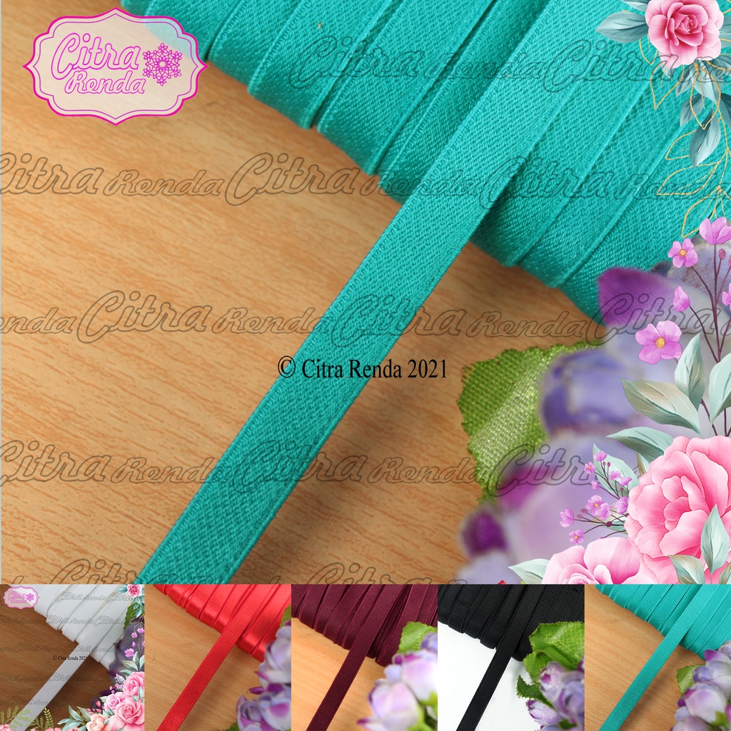 (Per Meter) P08 Bahan Tali BH Karet Bra Polos Mengkilap  Lebar 8mm
