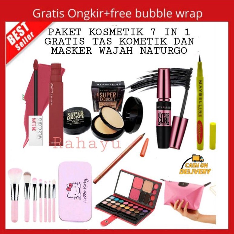 Paket Kosmetik Murah - Paket Make Up Murah - Paket Kuas Make Up Murah Lengkap 7in1