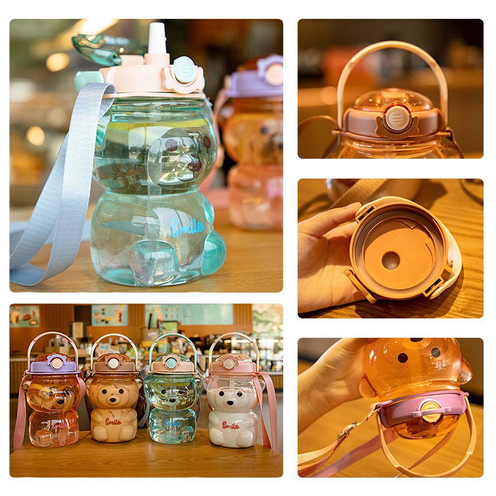 Preva Kettle Portable Perlengkapan Camping Sedotan Transparan Kawaii Botol Plastik