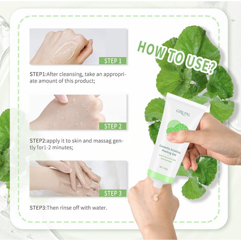 GIRLPAL Centella Asiatica Peeling Gel 100g Facial Glowing Blackhead Cleaner Body Exfoliating Mencerahkan Dan Mengangkat Sel Kulit Mati