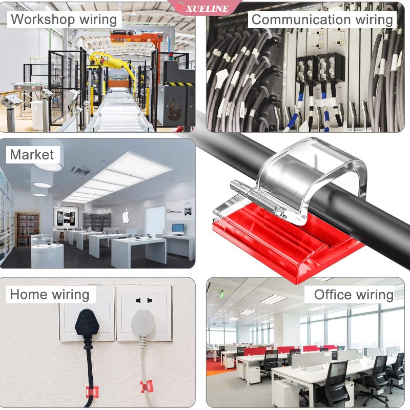 10pcs Klip Holder Kabel USB / GPS Dengan Perekat Untuk Rumah / Kantor / Mobil