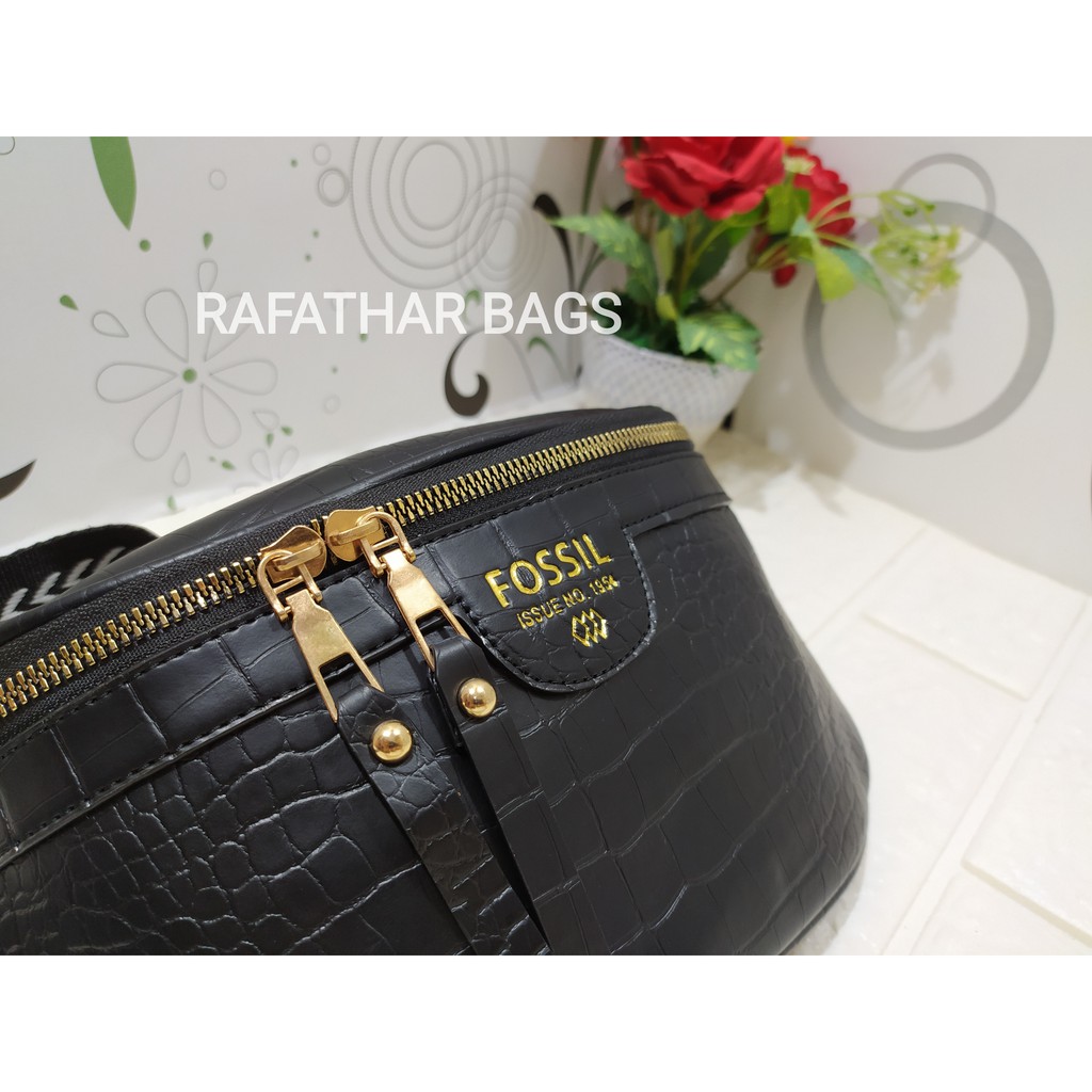 Tas pinggang selempang pria &amp; wanita bahan croco doff waterproff anti air