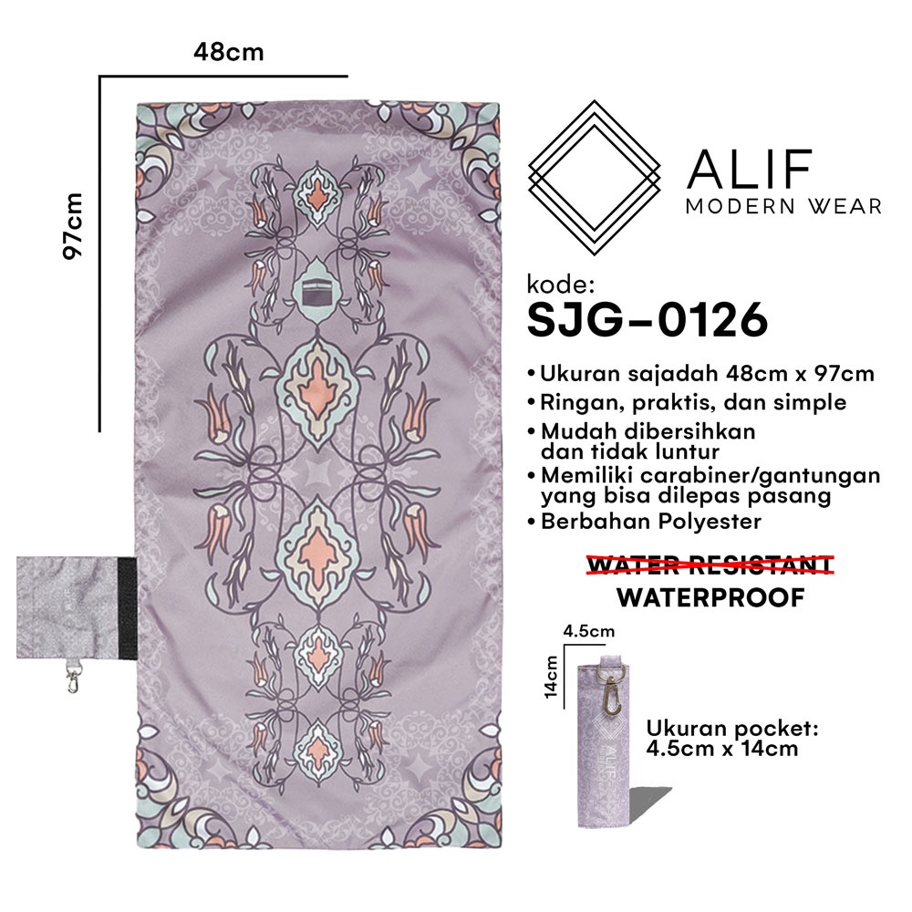 ALIF SAJADAH GENGGAM TRAVEL / SAKU / PORTABLE / WATERPROOF ( ALIF MODERN WEAR SJG-0126 )