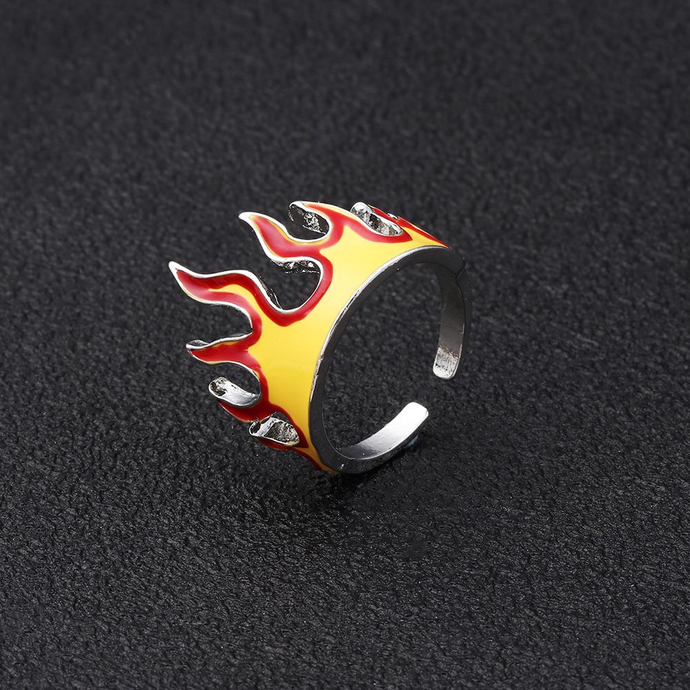 Preva Flame Opening Rings Aesthetics Hadiah Pria Wanita Aksesoris Fashion Hip Hop Vintage Laki Hadiah Ulang Tahun Gothic