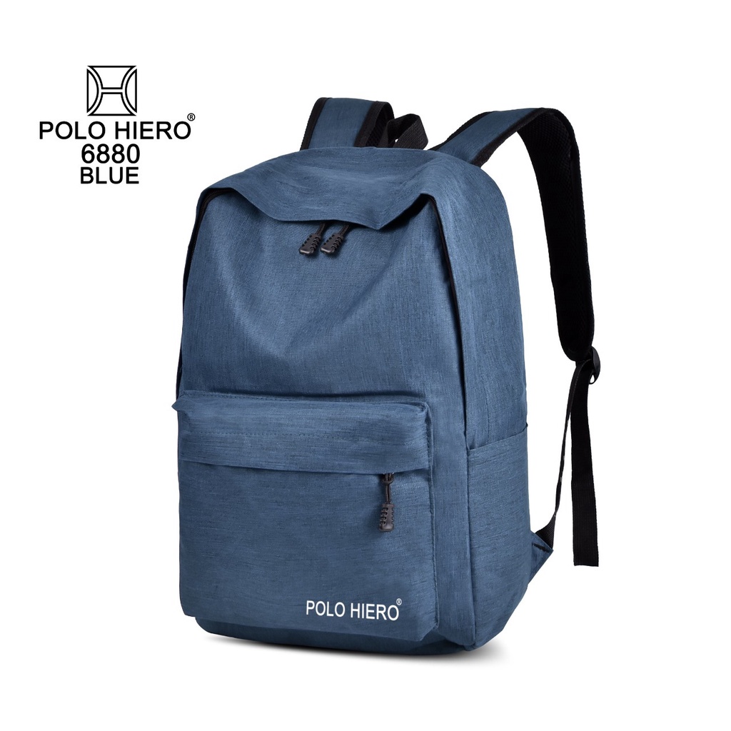 { FF }  New Arrival / Tas Ransel Fashion Import / Unisex/ Kuliah / Sekolah Polo Hiero 6880 18Inch Waterfroof Bagus / Free Rain Cover