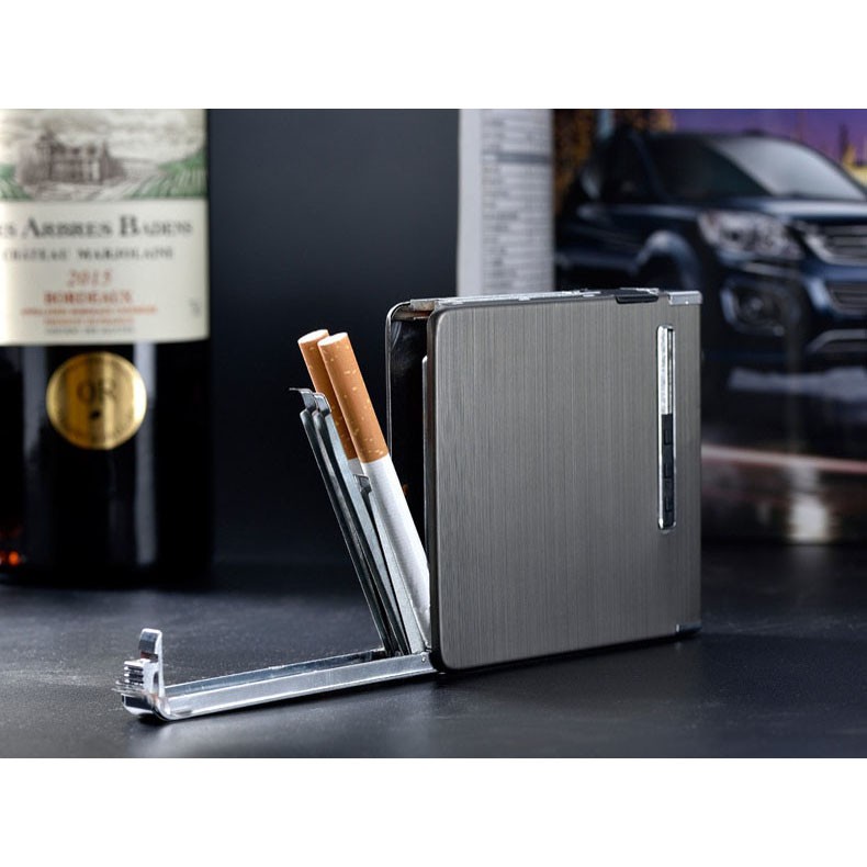 Firetric Kotak Rokok Aluminium 20 Slot + Korek Elektrik