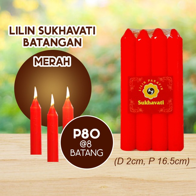 Lilin Batang Sembahyang Sukhavati P80 Merah