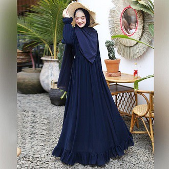 Gamis zeline navy / gamis basic / gamis busui / gamis polos / promo / muslim / gamisset