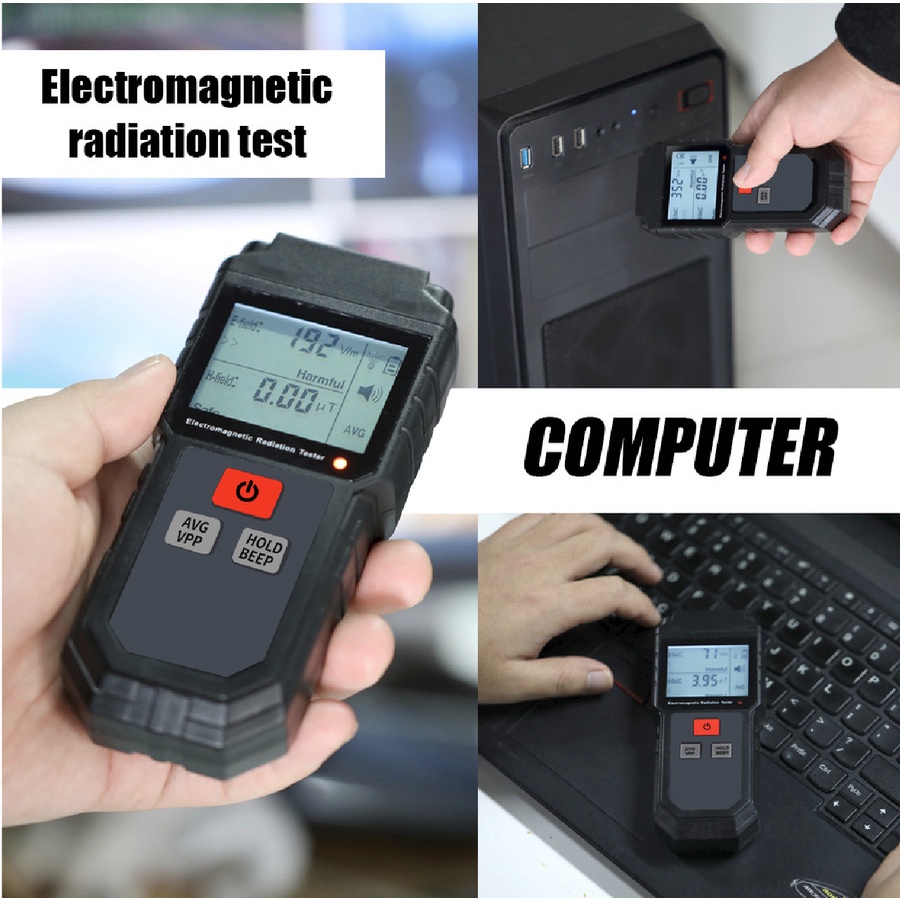 Digital Electromagnetic Radiation Magnetic Field Dosimeter Detector - Black