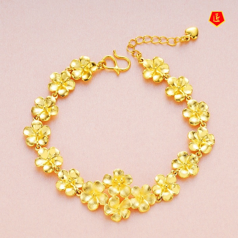 [Ready Stock]Women's Gold Flower Ring Set Elegant Graceful