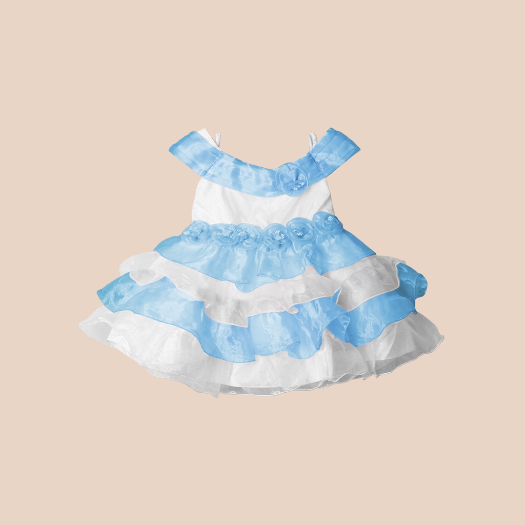 Poppy Dress Anak Organdi Sparkle Ruffle Premium &amp; Bando Anak 1616