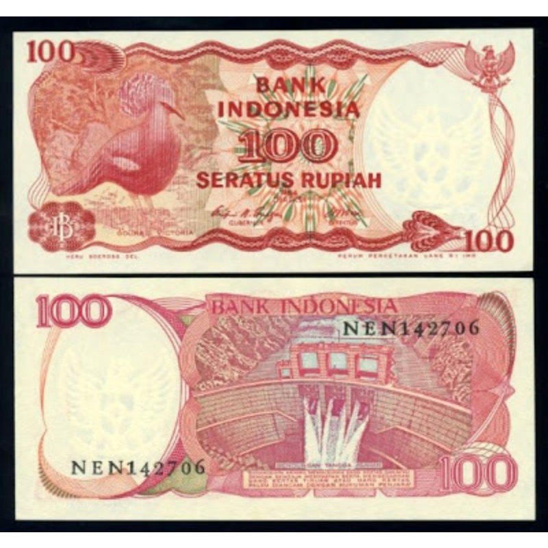 UANG KUNO ASLI 100 RUPIAH BURUNG GOURA TAHUN 1984 TERMURAH