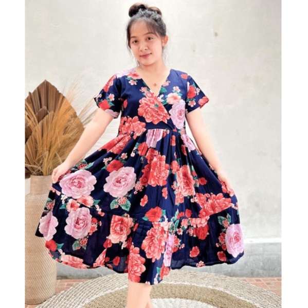 DRESS KEISYA / DRESS SILANG DADA MOTIF TERBARU TERLARIS