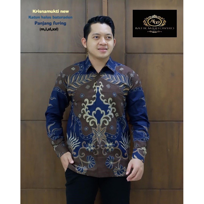 BATIK NEW KRISNAMUKTI NAVY COKLAT SIZE M-XXL FULL FURING KATUN HALUS BATURADEN HIGH QUALITY