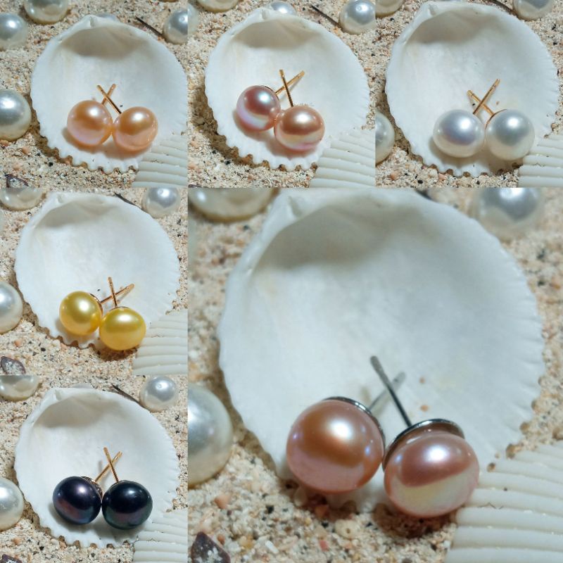 A1 PROMO ANTING PENTUL MUTIARA AIR TAWAR LOMBOK GIWANG MUTIARA TUSUK RHODIUM GIWANG BHAYANGKARI MURA