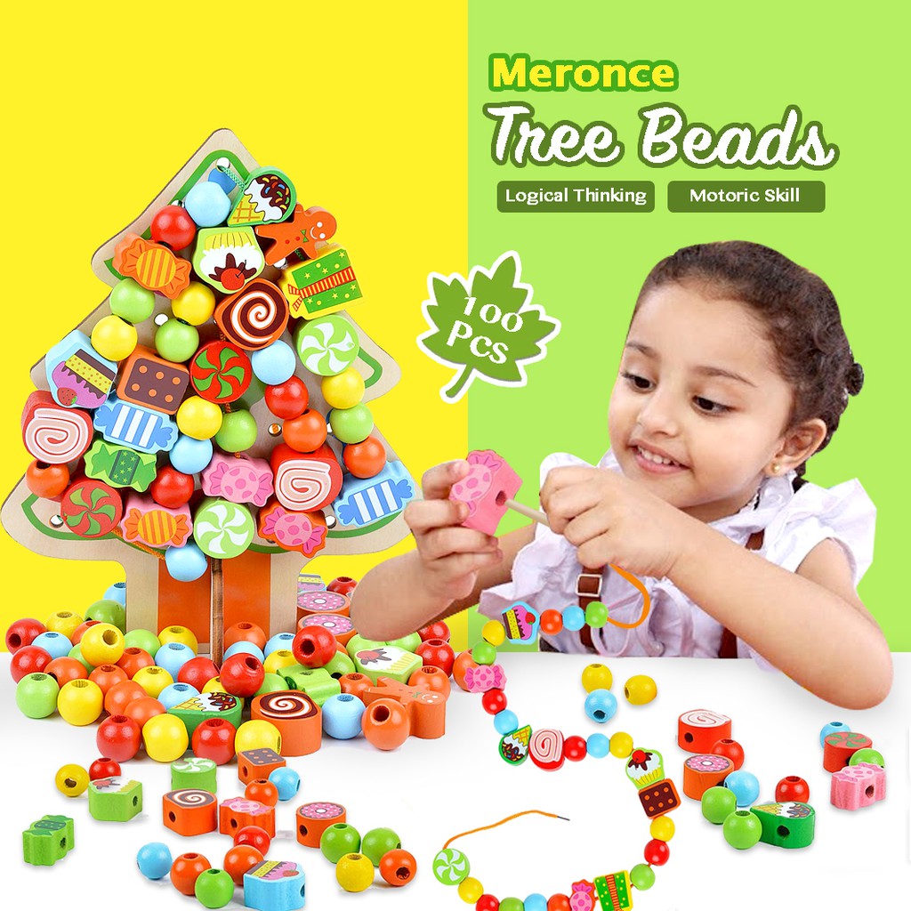 Nixnox Mainan  Edukatif Meronce Tree Beads  100 Pcs Shopee 