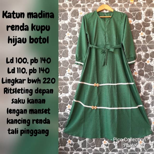 [Best Seller] Gamis syari katun Madina original Variasi Renda Kupu