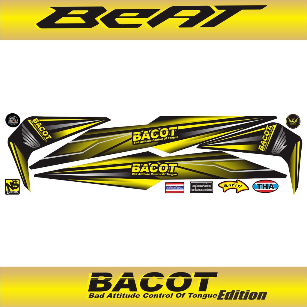 Striping Motor Variasi List Stiker Beat ESP/STREET Bacot Edition KUNING 03 @INDIGO01
