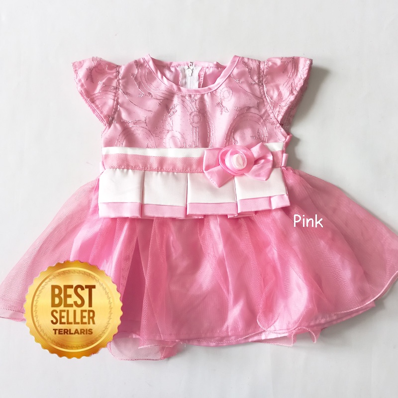 Baju Bayi Perempuan 6 12 Bulan Dress Ulang Tahun Bayi Cewe NewBorn Gaun Pesta Bahan Brukat KA105