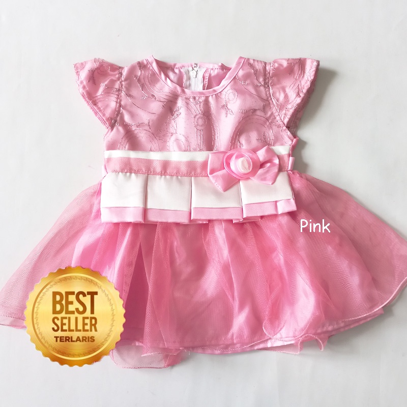 Baju Bayi Warna Pink 0 6 12 Bulan Dress Anak Perempuan 1 Tahun Import Korea Bahan Premium VW02