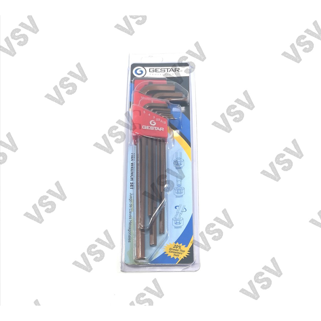 Gestar Kunci L 9pc Extra Long 1.5-10mm 9pc Hex Key Metric 666-093