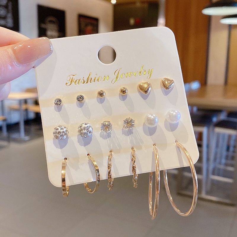 17KM Fashion Pearl Butterfly Earring Set Crystal Tassel Elegant Stud Earrings Gold Earrings Women Jewelry Accessories-48