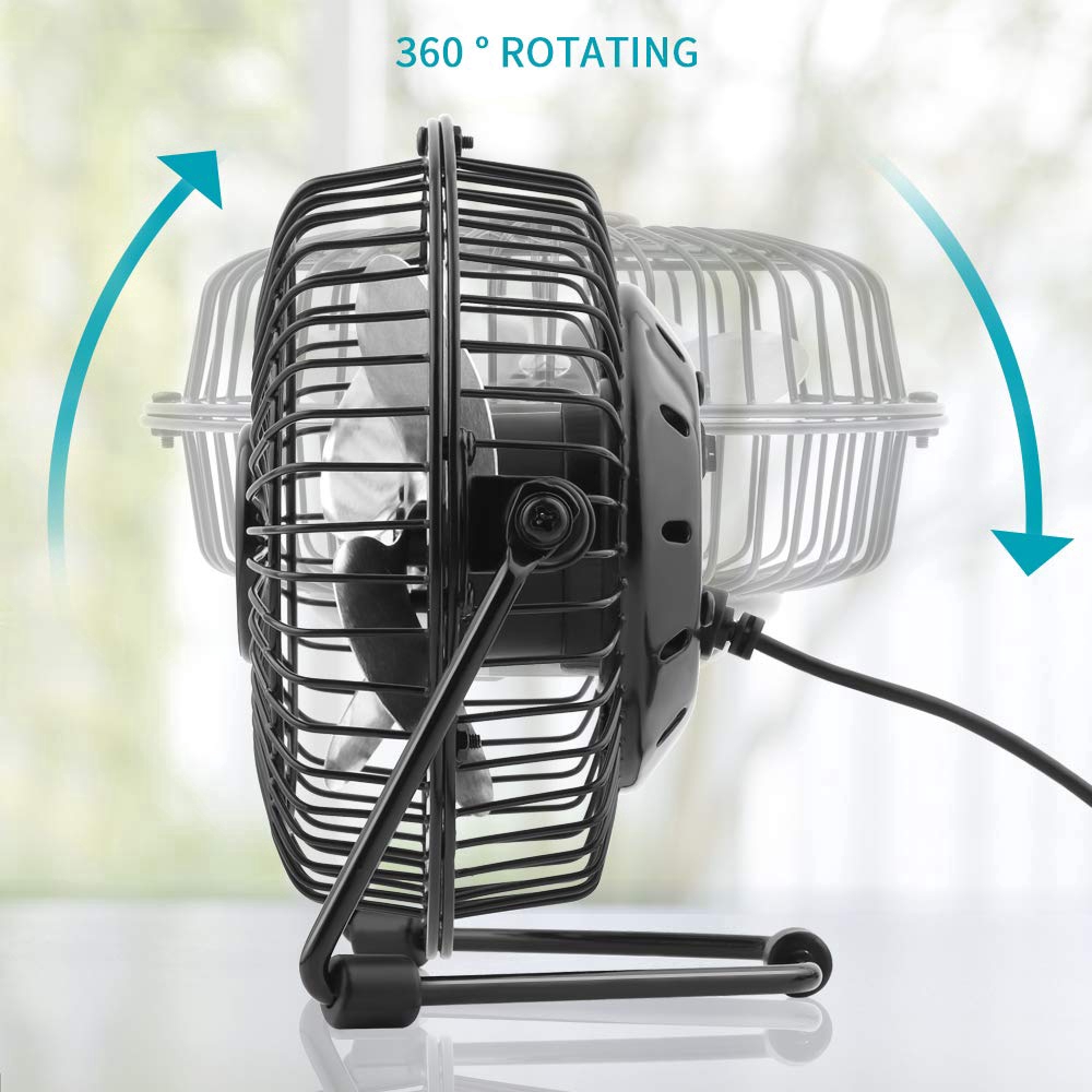 Kipas Angin Mini Portable 4 &quot;DC 5V Bisa Berputar 360 Derajat Untuk Kantor / Rumah Tangga