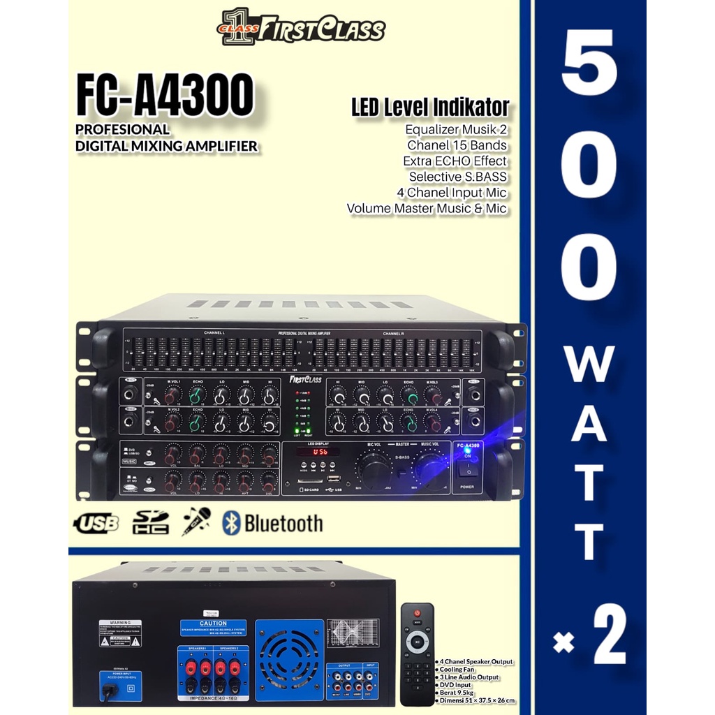 Amplifier Karaoke FIRSTCLASS FC A4300 / FC-A4300 Bluetooth