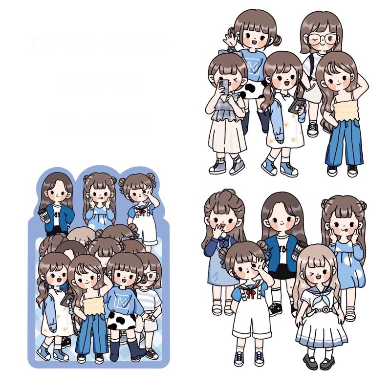 

STIKER/STICKER WHITE BLUE DRESS EDITION / Aesthetic stiker/Journaling/Decorating/Paper sticker/Scrapbook/DIY Crafts