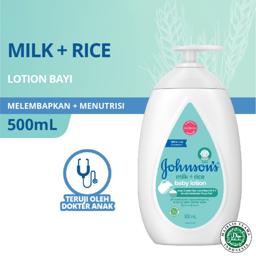 JOHNSON'S Milk + Rice Baby Lotion - Losion Bayi 500ml