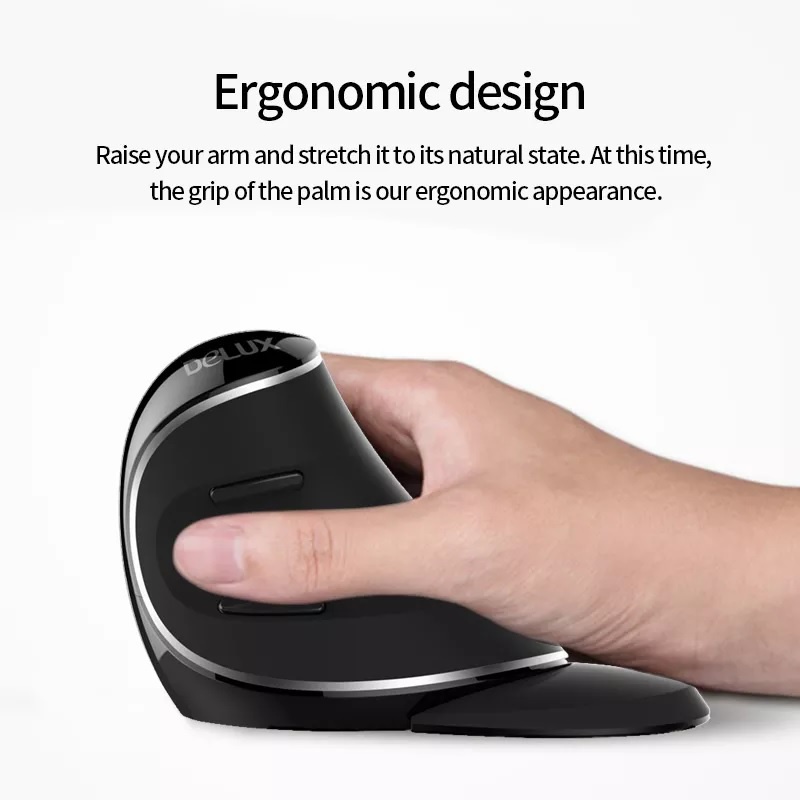 DELUX M618 PLUS - 2.4G Wireless Optical Ergonomic Vertical Mouse