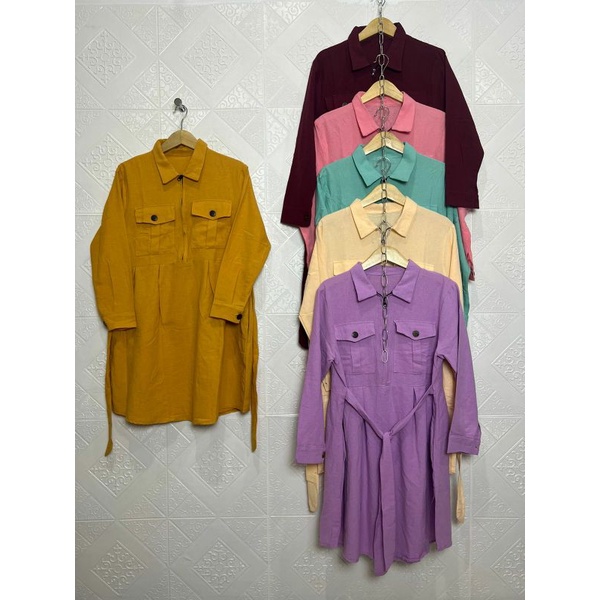 Atasan Wanita Tunic lengan panjang/baju wanita tunic bahan Katun Alina premium import