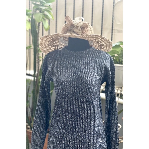 Sweater tunik wanita rajut