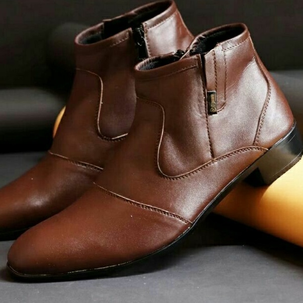 Sepatu boots zipper pantofel pria formal kerja kulit asli/sepatu pria original cabang/sepatu kantora