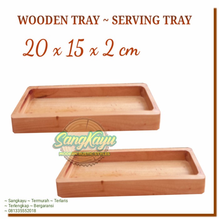 Wooden tray 20x15x2 cm nampan kayu full kayu nampan saji serving tray - KAYU MAHONI