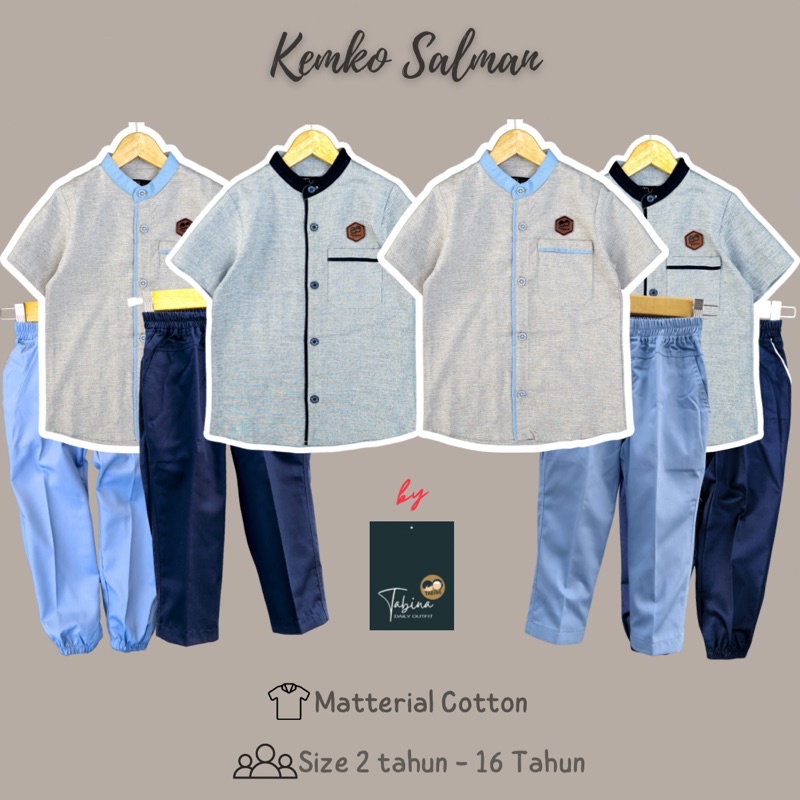 Setelan Koko Anak Lengan Pendek Tabina Seri Salman dan Hafiz usia 1 tahun hingga 14 tahun Remaja