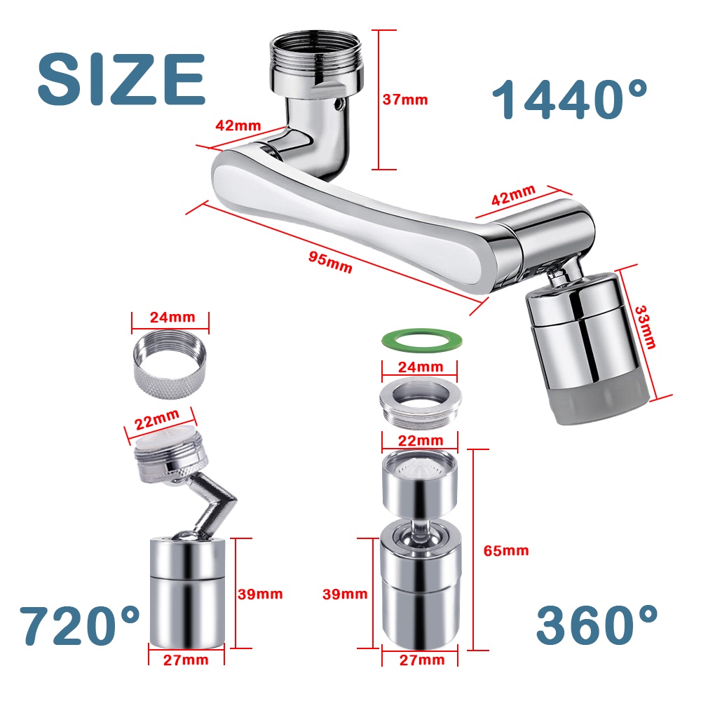 Metal Tembaga 1440° Extender Keran Air Model Putar Hemat Air Anti Percikan Untuk Dapur