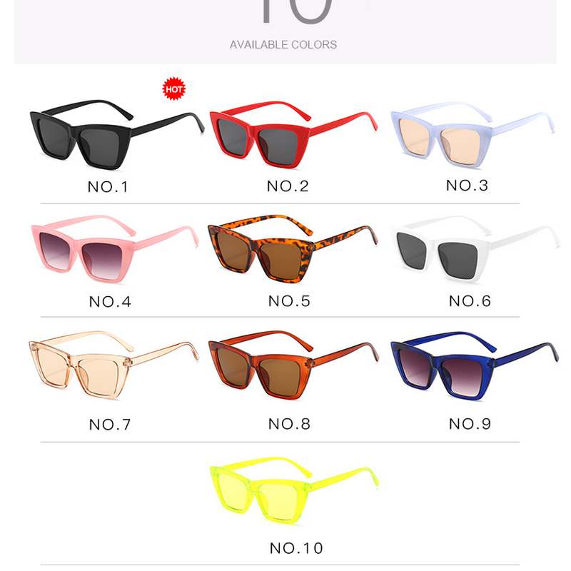 【YUZHU】COD Aksesoris Fashion Warna Jelly Simple Square Cat Eye Sunglasses untuk Wanita