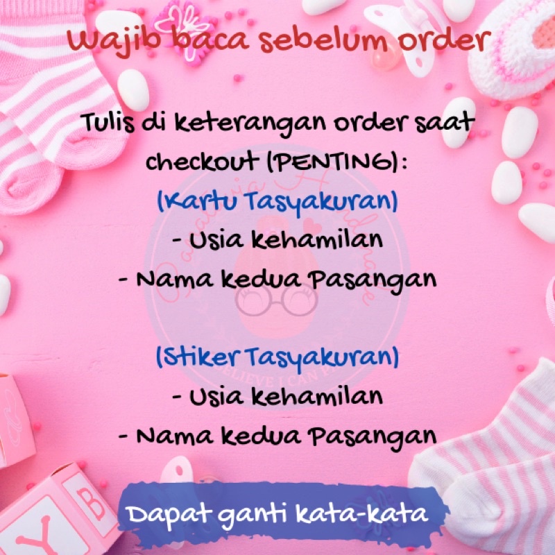 Kartu Tasyakuran Kehamilan & Stiker Tasyakuran Kehamilan | 7 atau 4 Bulanan | Tahan Air dan cuaca-4