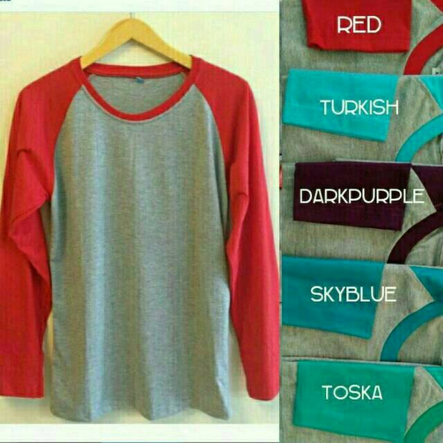 kaos reglan/raglan lengan panjang cewek  cowok